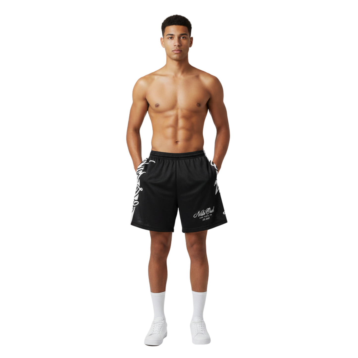 Nite Owl “Gotham Script” Mesh Shorts
