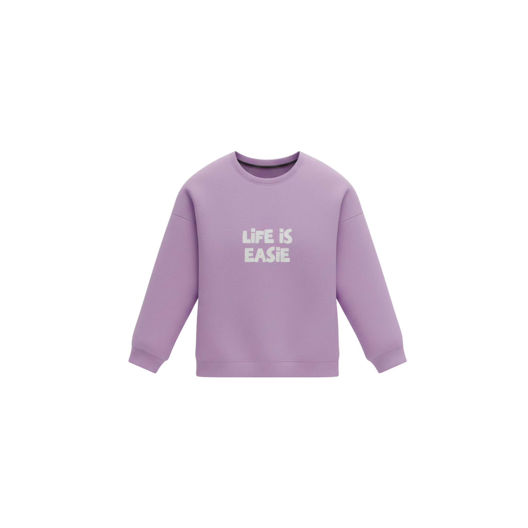 Lilac "LIFE IS EASIE" Ease Sweatshirt.