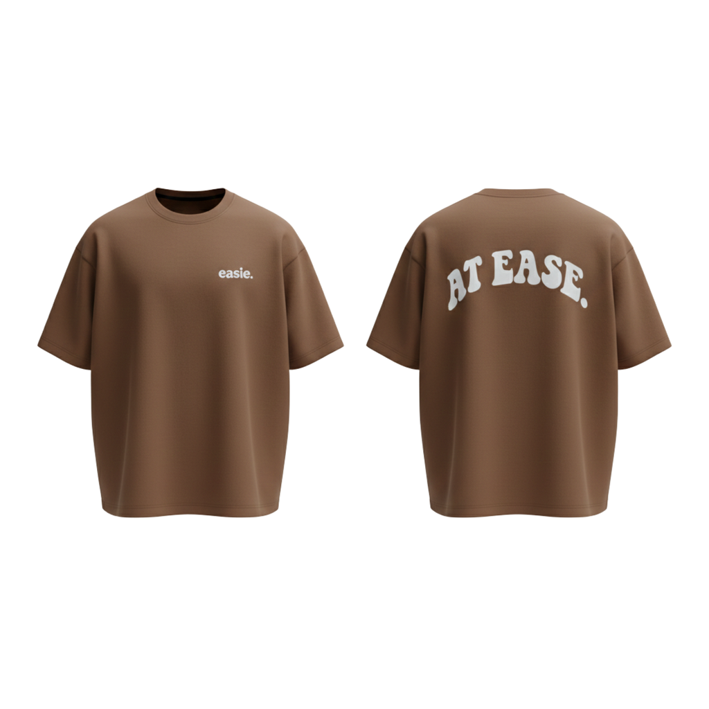Ease Essentials Oversized Tee (Brown)  Front and Back