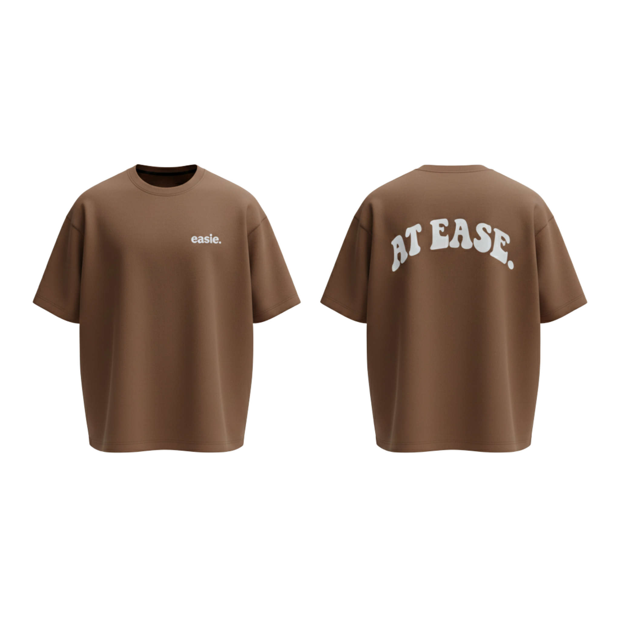 Ease Essentials Oversized Tee (Brown)  Front and Back
